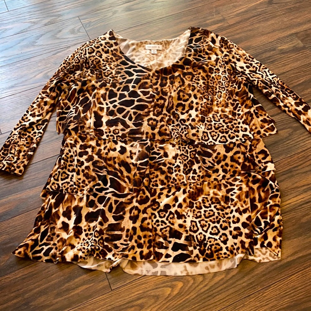 Susan graver animal print layered blouse top